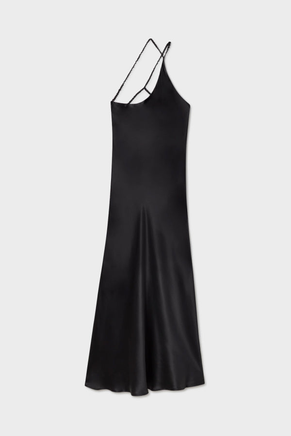 Silk Laundry Slope Dress - Black