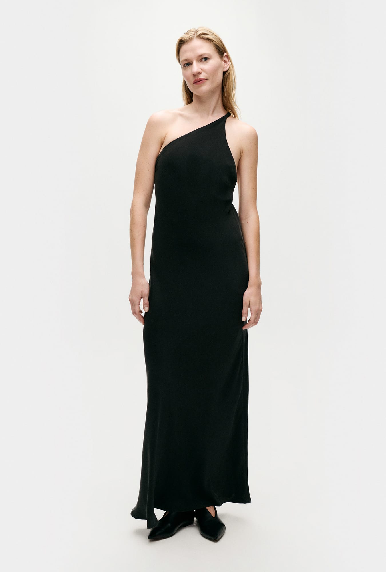 Silk Laundry Slope Dress - Black