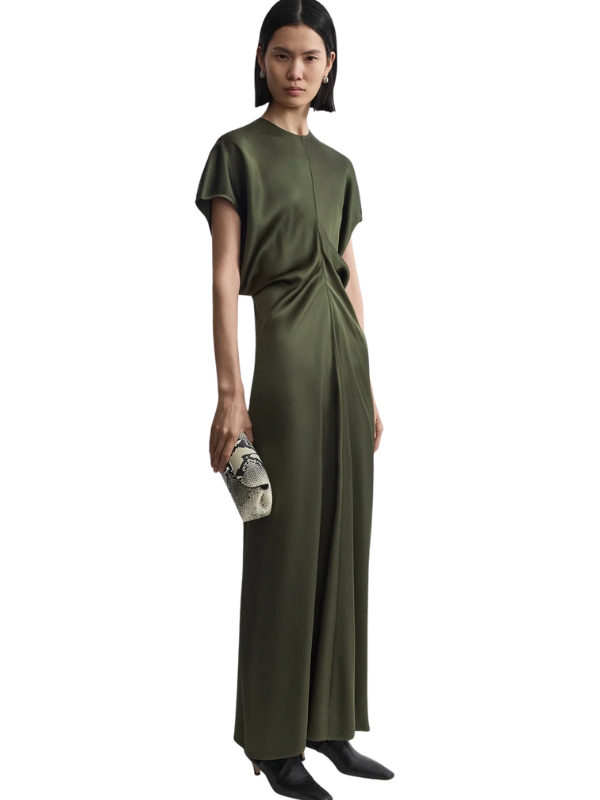 Totême Slouch Waist Dress - Dark Green