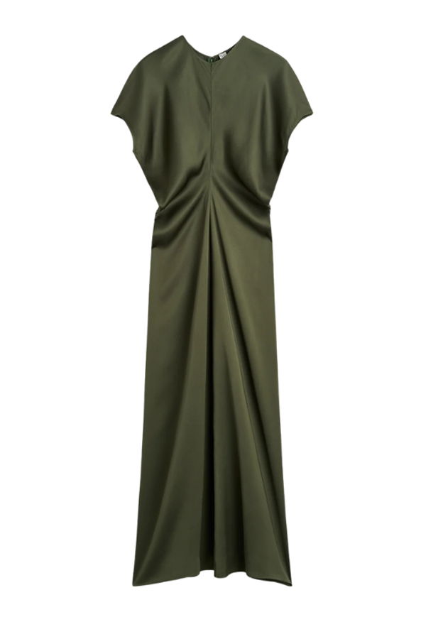 Totême Slouch Waist Dress - Dark Green