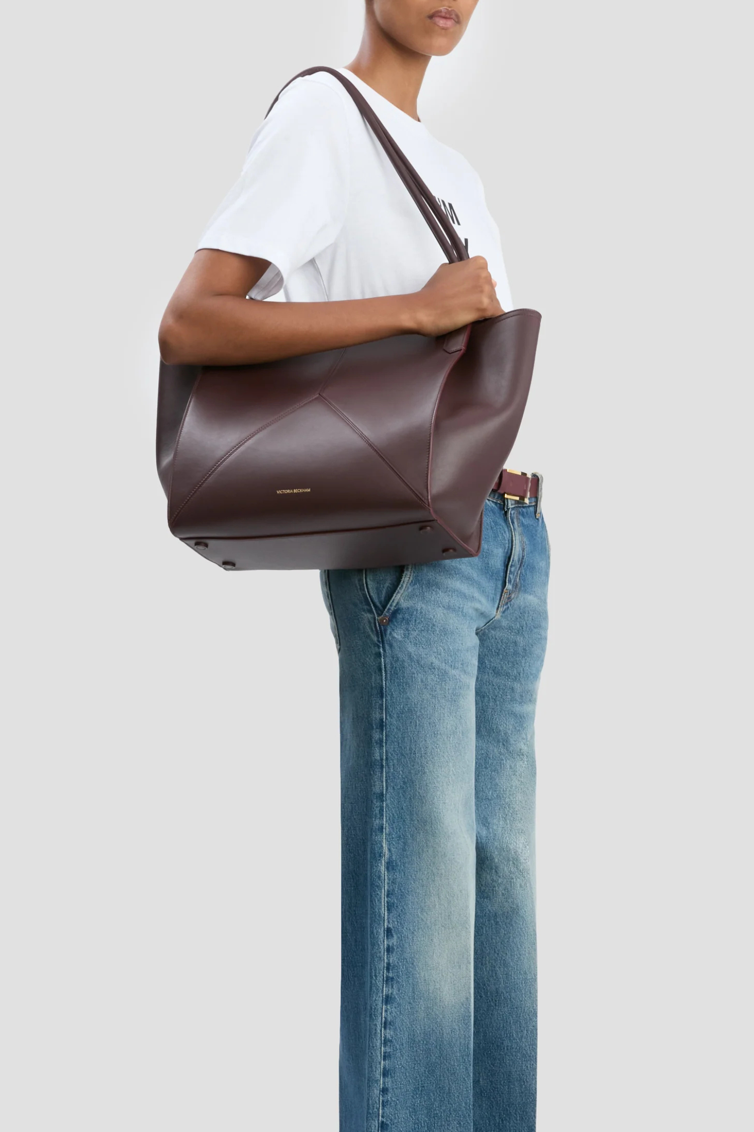 Victoria Beckham Small Victoria Soft Calf Leather Tote - Burgundy