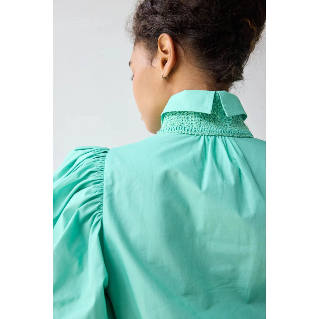 Hope for Flowers by Tracy Reece Smocked Shirt Top - Aqua Sky