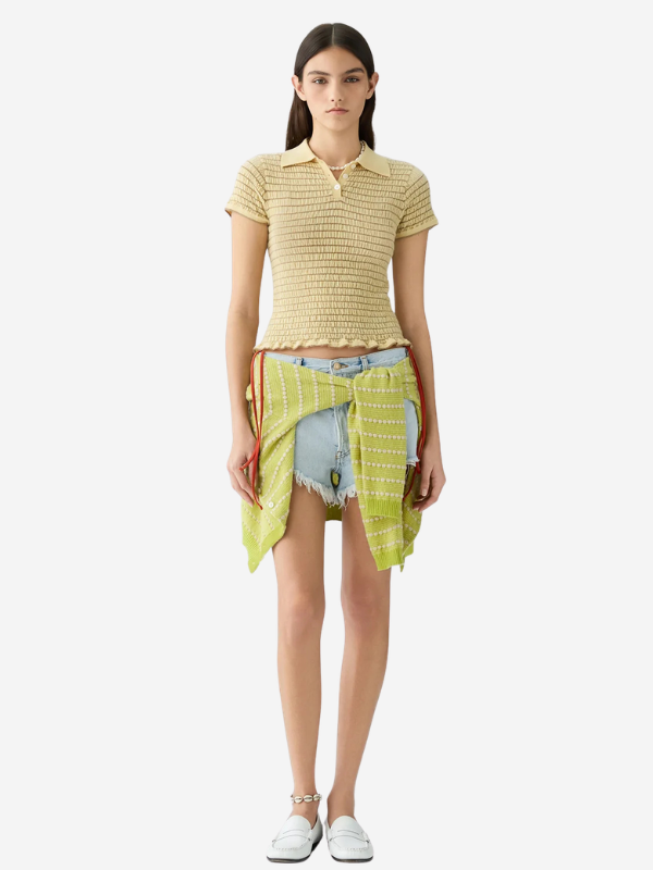 Guest in Residence Smocked Shrunken Polo