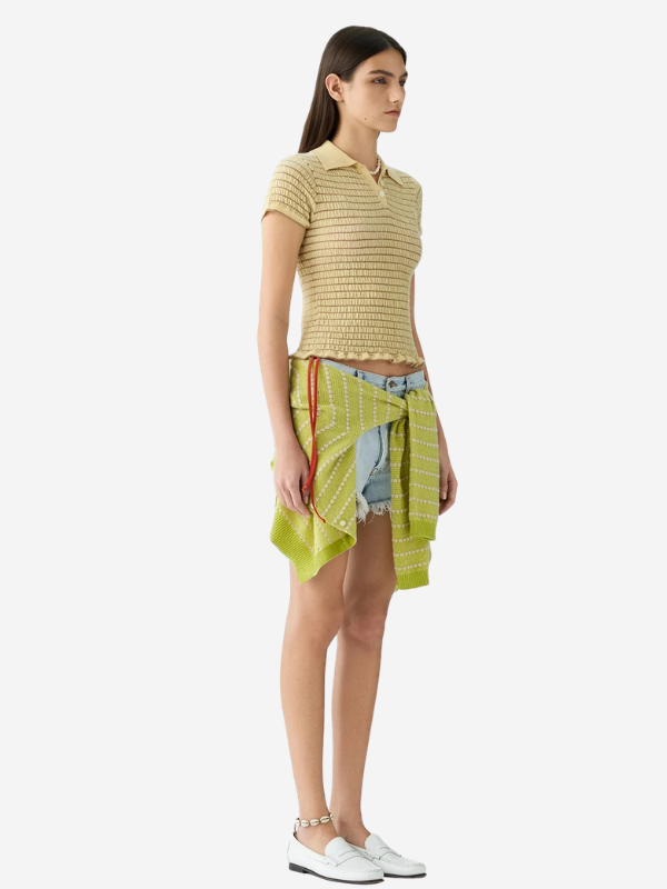 Guest in Residence Smocked Shrunken Polo