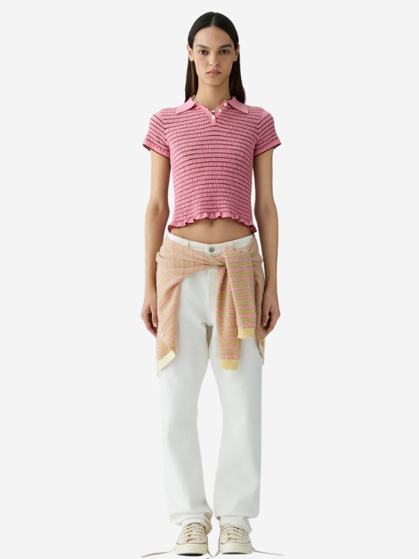 Guest in Residence Smocked Shrunken Polo