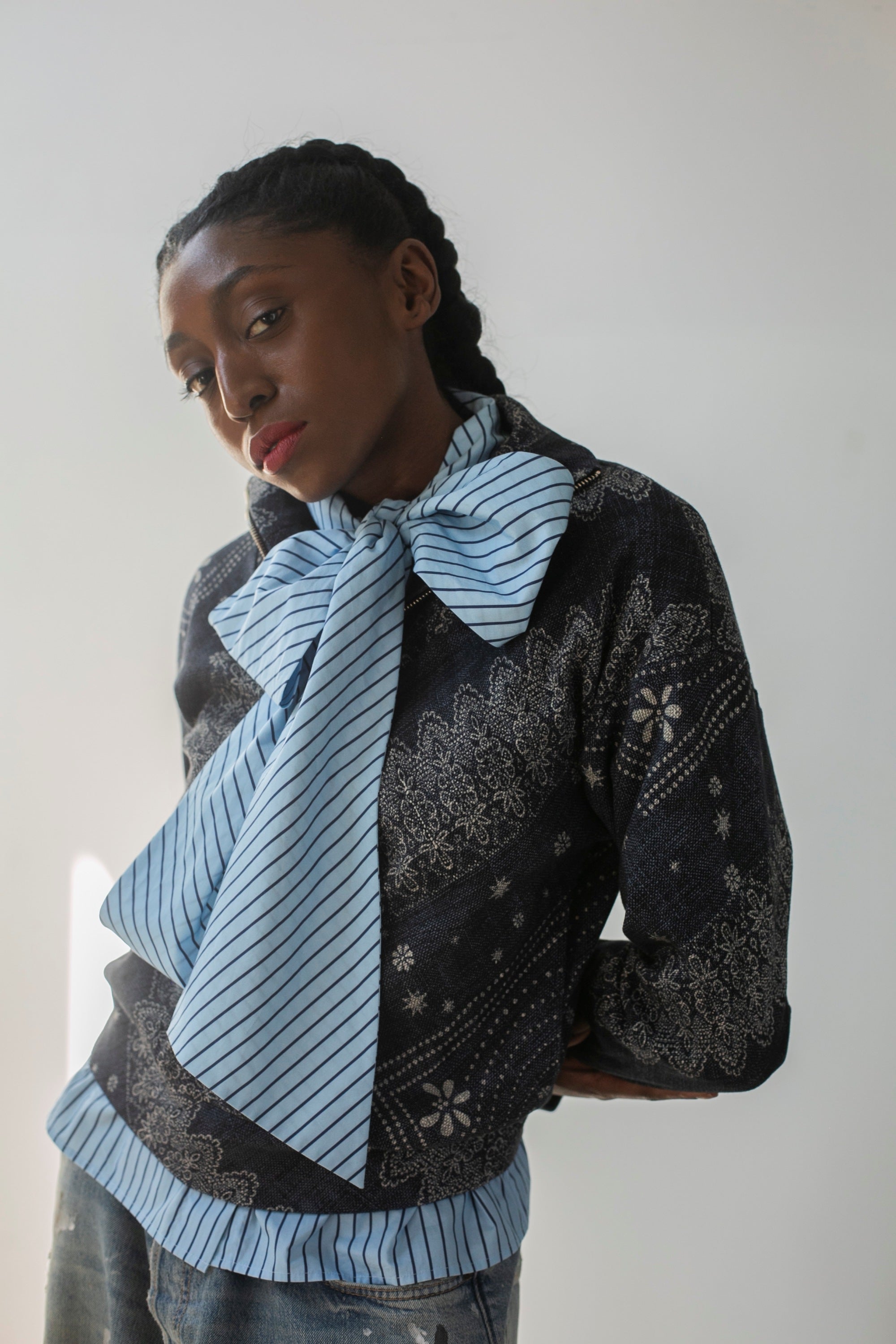 Hope for Flowers by Tracy Reese Soft Pussy Bow Blouse - Blue Shirt Stripes