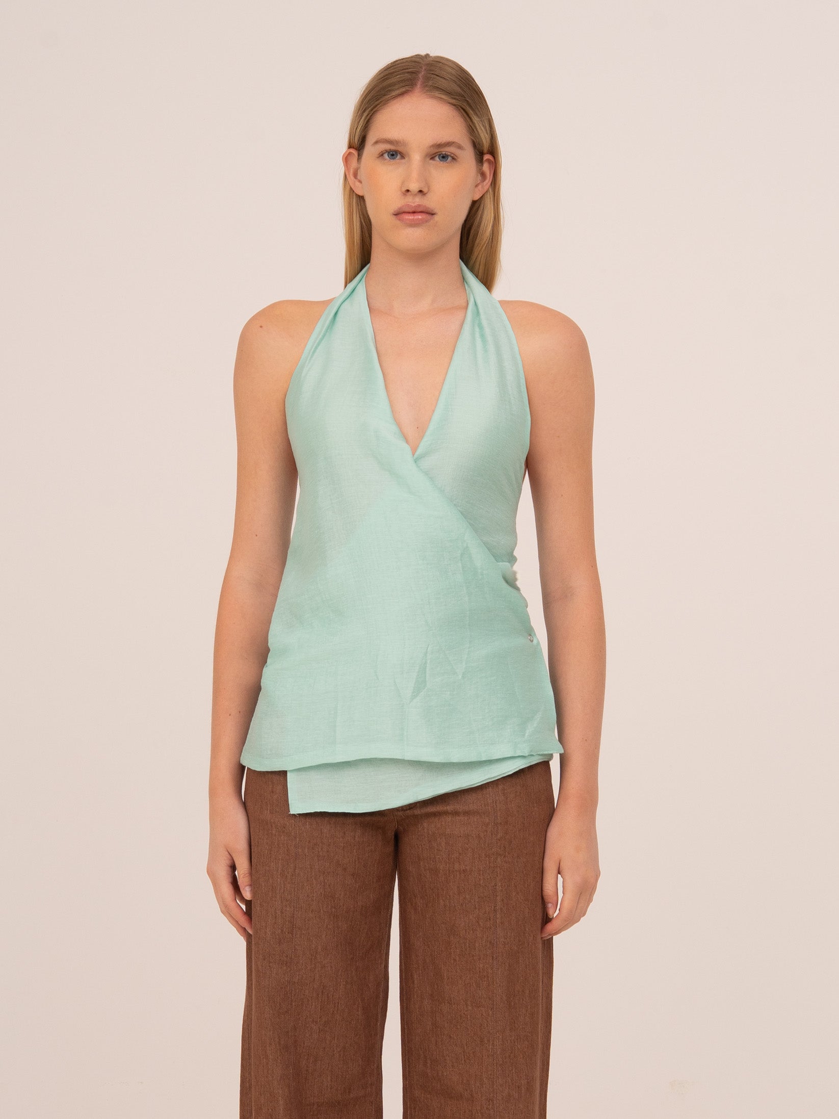 Carmen Says Solea Mint Wrap Top