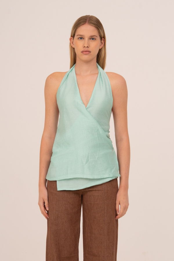 Carmen Says Solea Mint Wrap Top