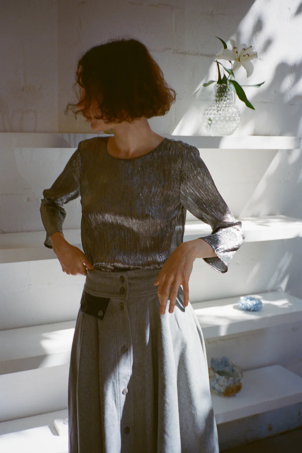 Maryam Nassir Zadeh Solea Top - Crinkle Gunmetal