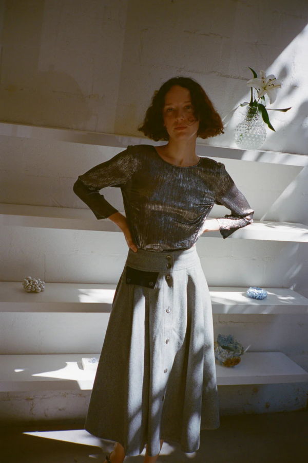 Maryam Nassir Zadeh Solea Top - Crinkle Gunmetal