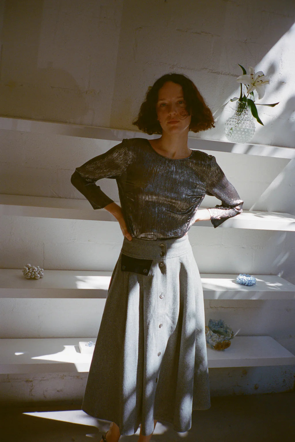 Maryam Nassir Zadeh Solea Top - Crinkle Gunmetal