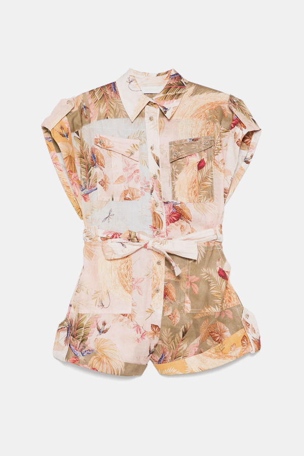 Zimmermann Spliced Ascension Cuffed Playsuit - Spliced