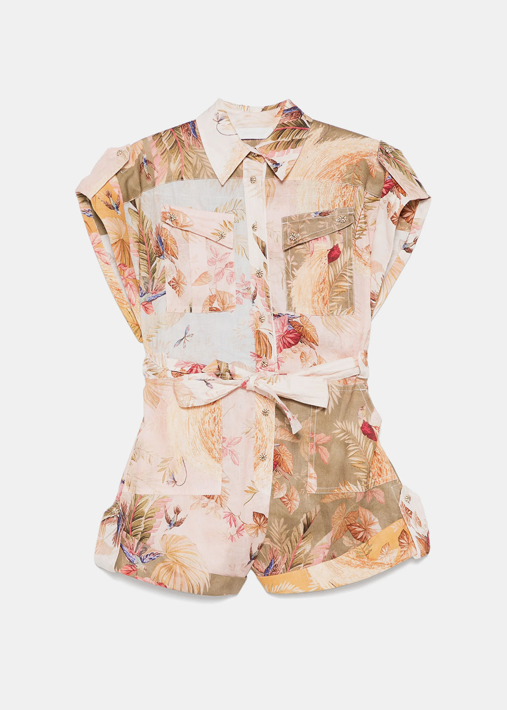 Zimmermann Spliced Ascension Cuffed Playsuit - Spliced