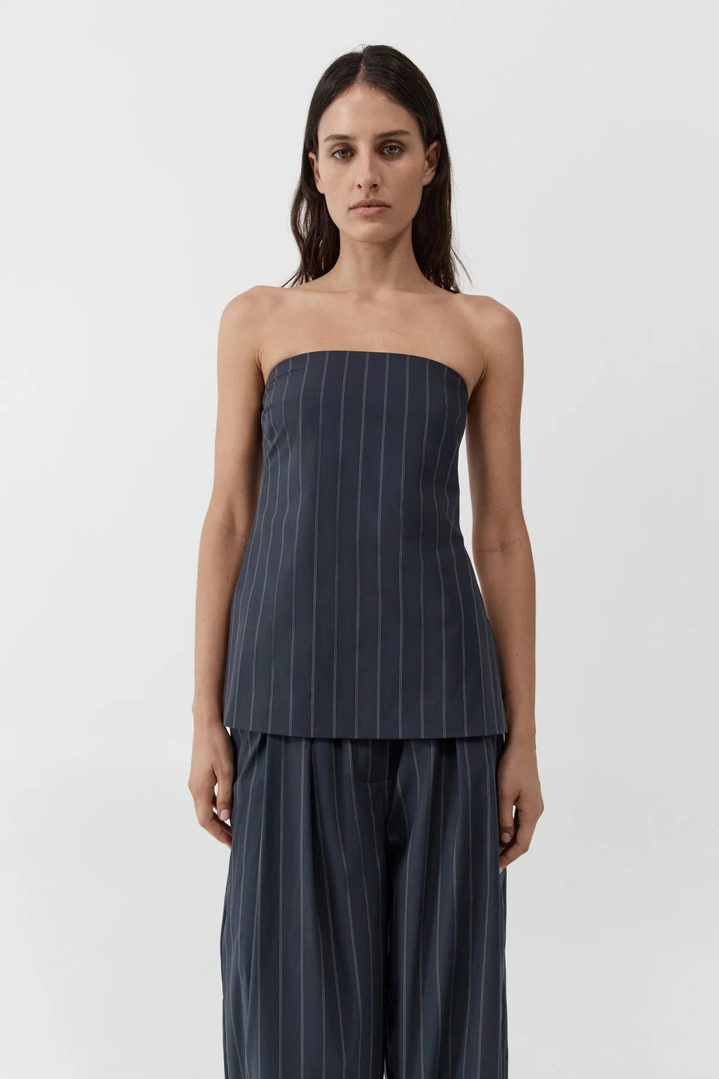 St. Agni Strapless Rouleau Tie Top