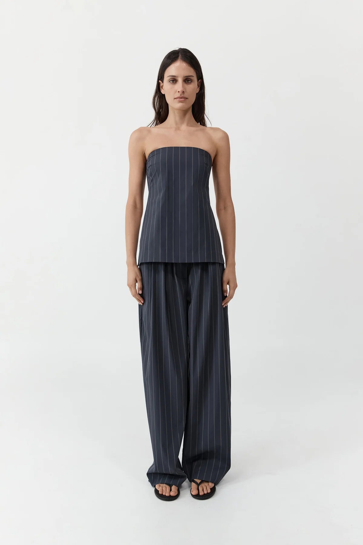St. Agni Strapless Rouleau Tie Top