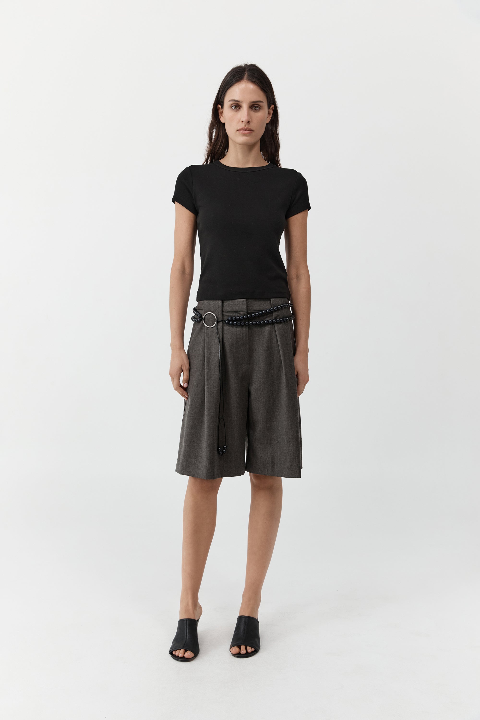 St. Agni Wool Pleat Loop Shorts