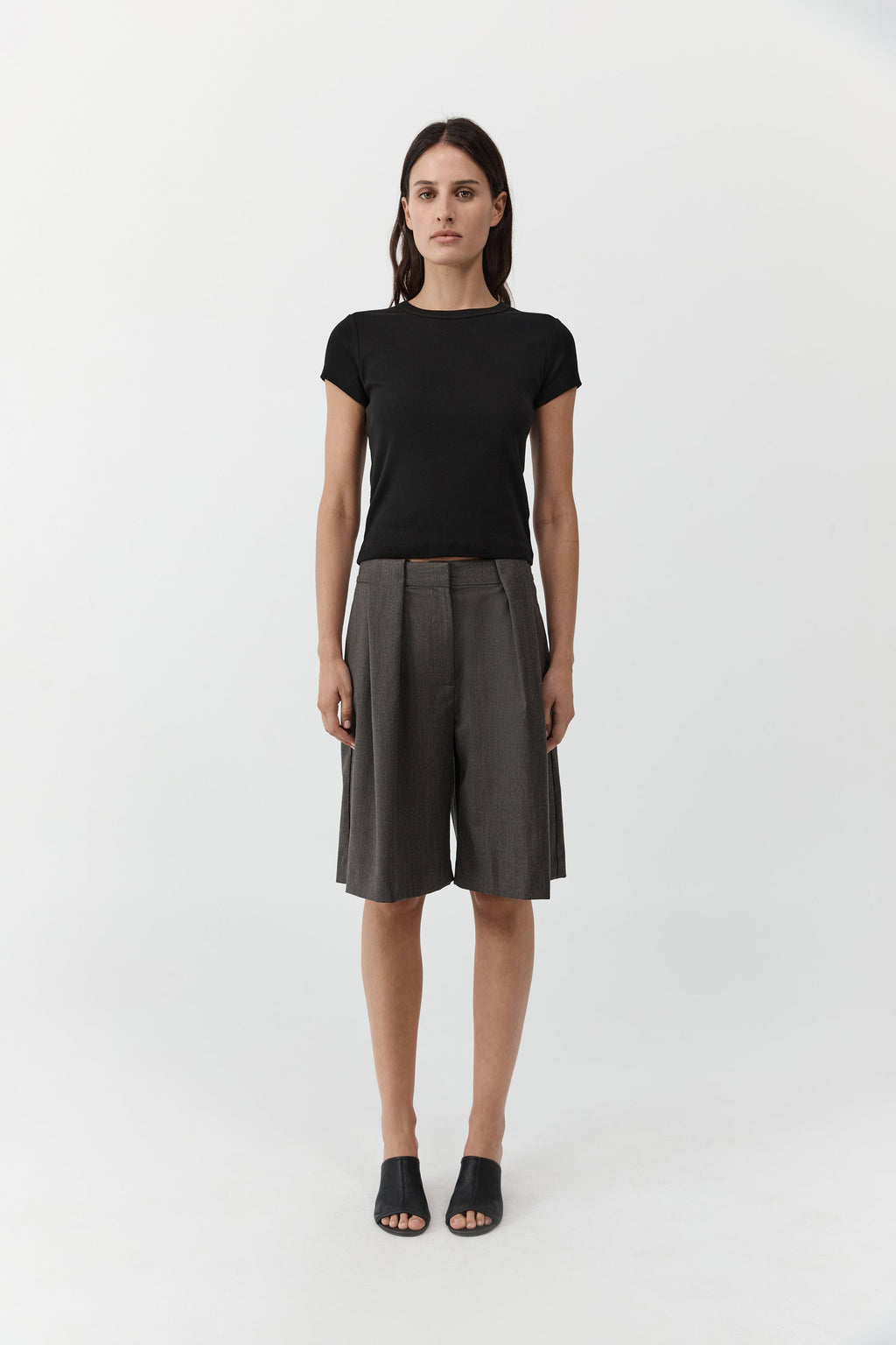 St. Agni Wool Pleat Loop Shorts