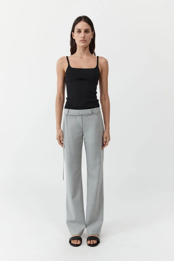 St. Agni 90s Belt Minimal Pants - Concrete