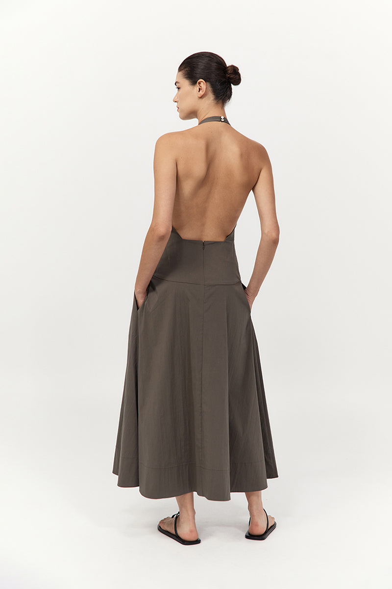 St. Agni Halter Plunge Dress