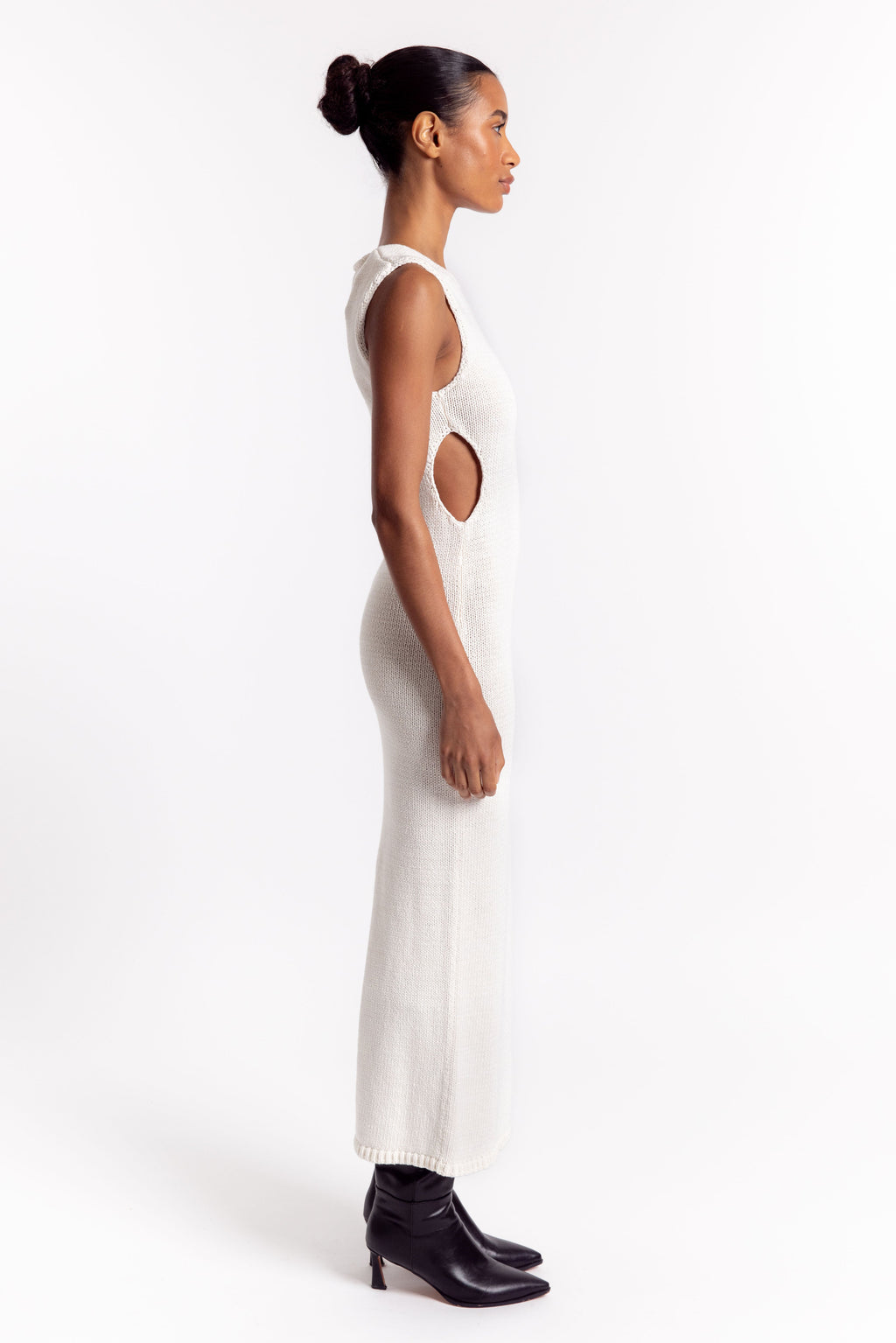 St. Agni Linen Silk Blend Cut Out Dress - Salt