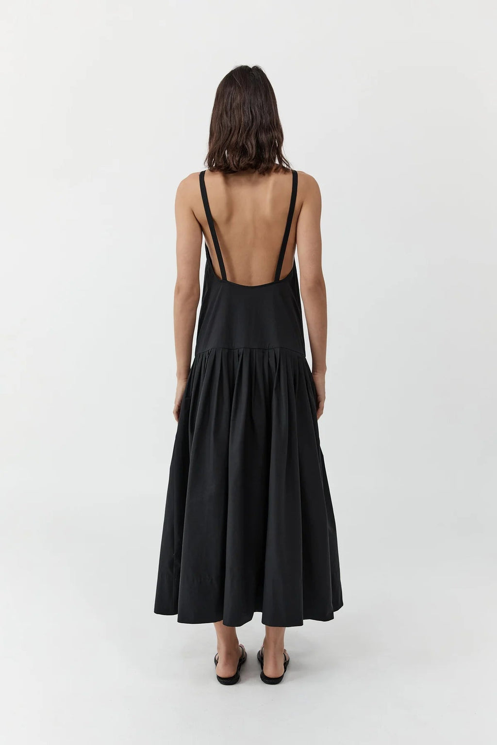 St. Agni Relaxed Pleat Dress - Black