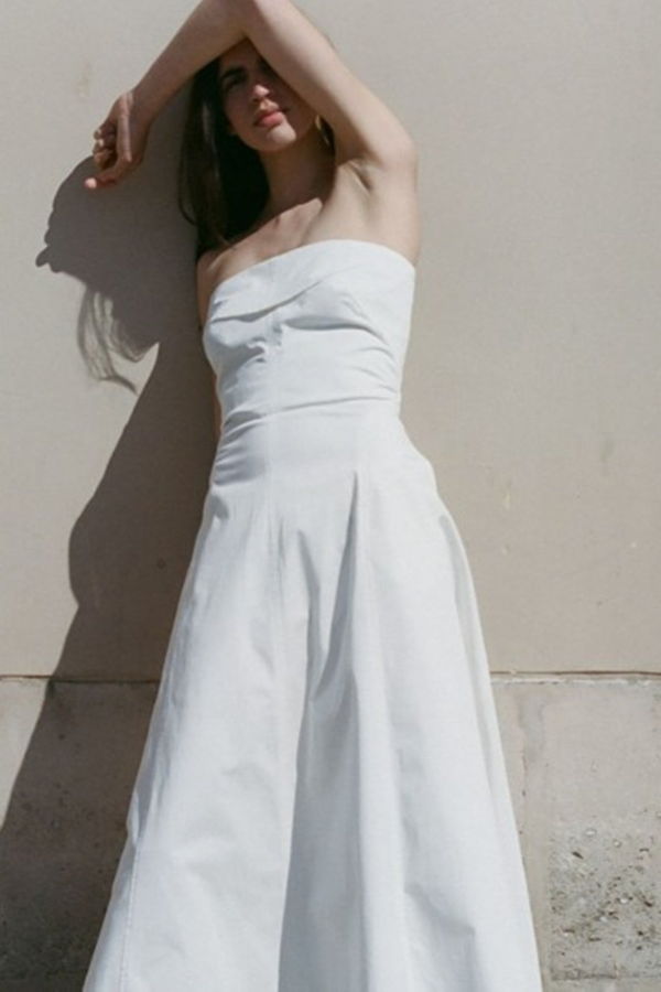 St. Agni Sculpted Cotton Strapless Dress