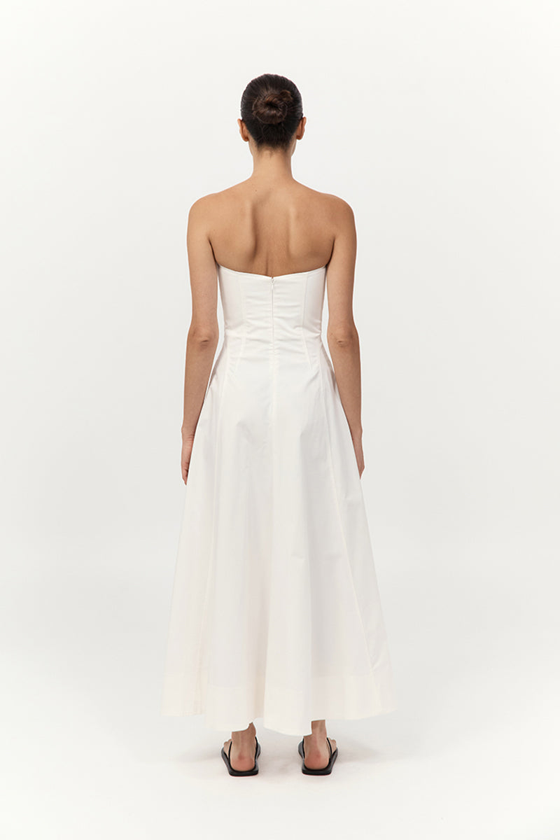 St. Agni Sculpted Cotton Strapless Dress