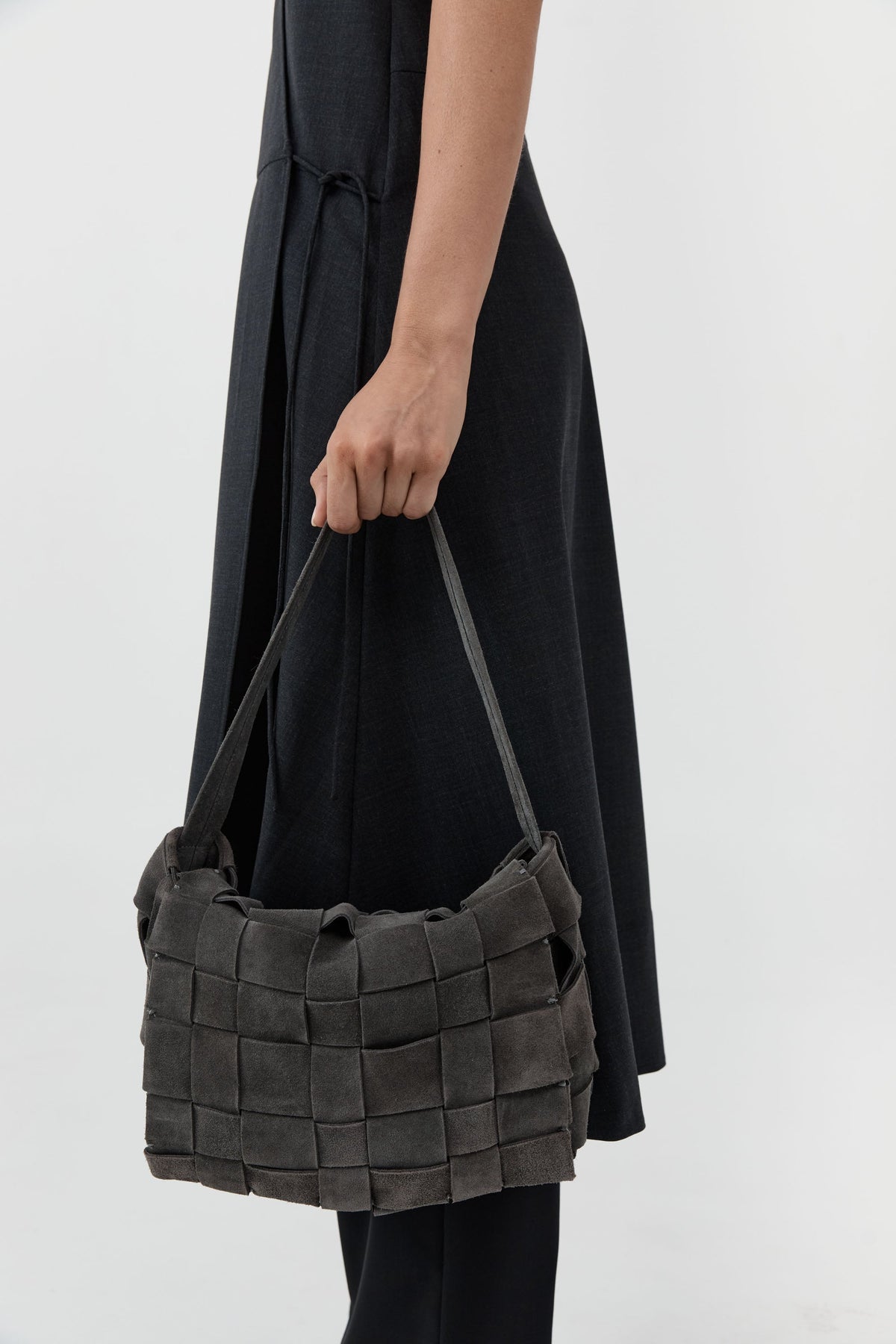 St. Agni Suede Woven Envelope Mini Tote Handbag
