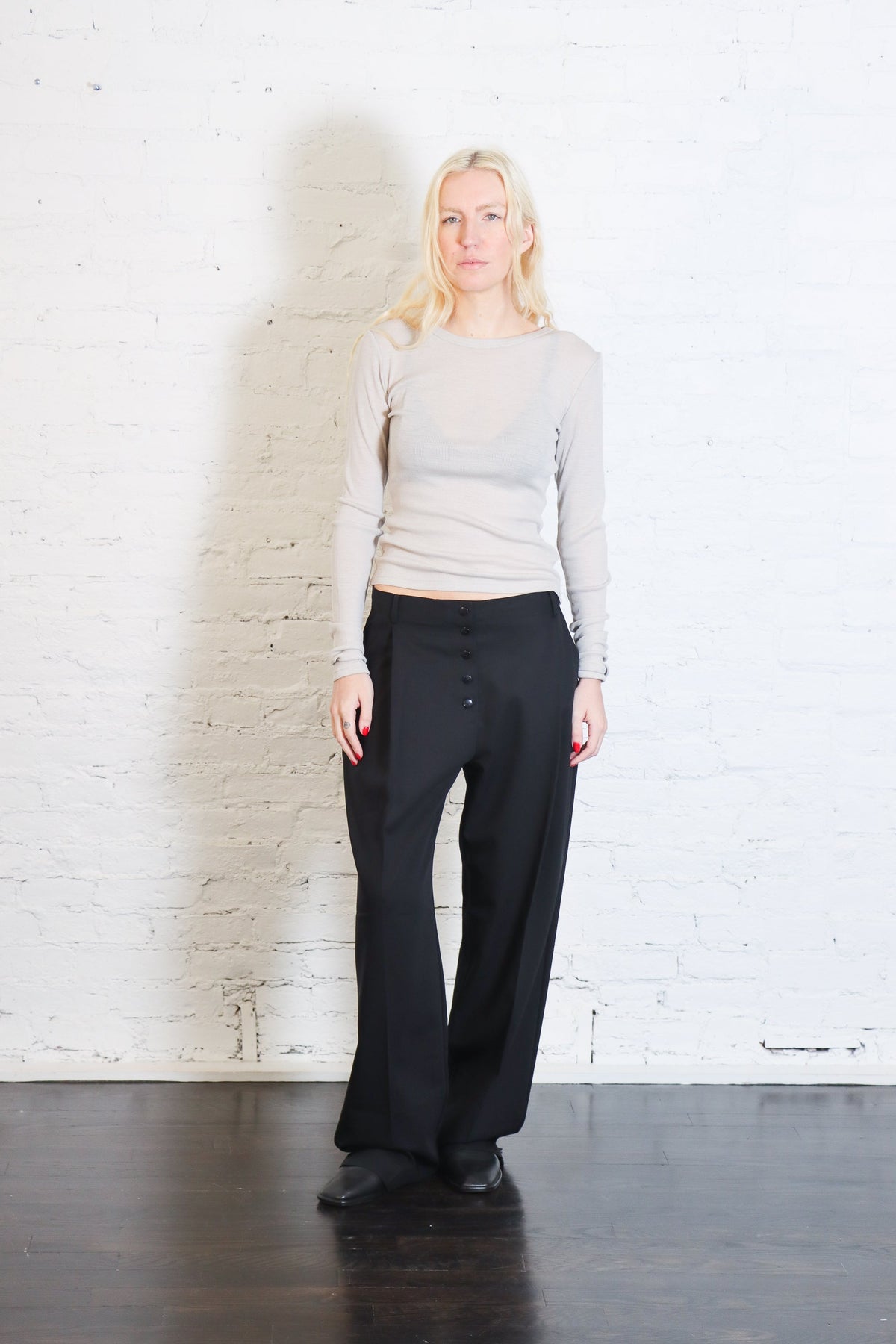 St. Agni Wool Button Front Pleat Pants