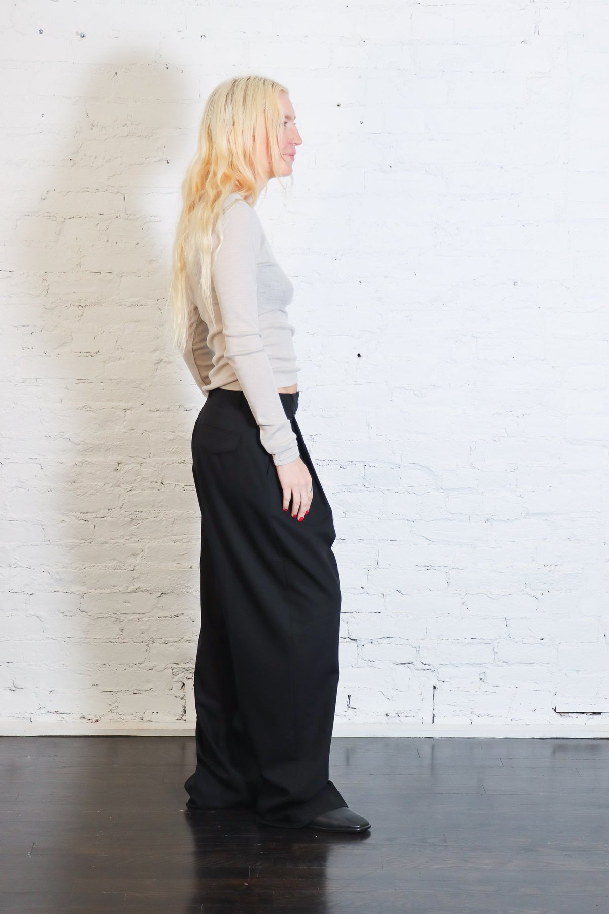 St. Agni Wool Button Front Pleat Pants