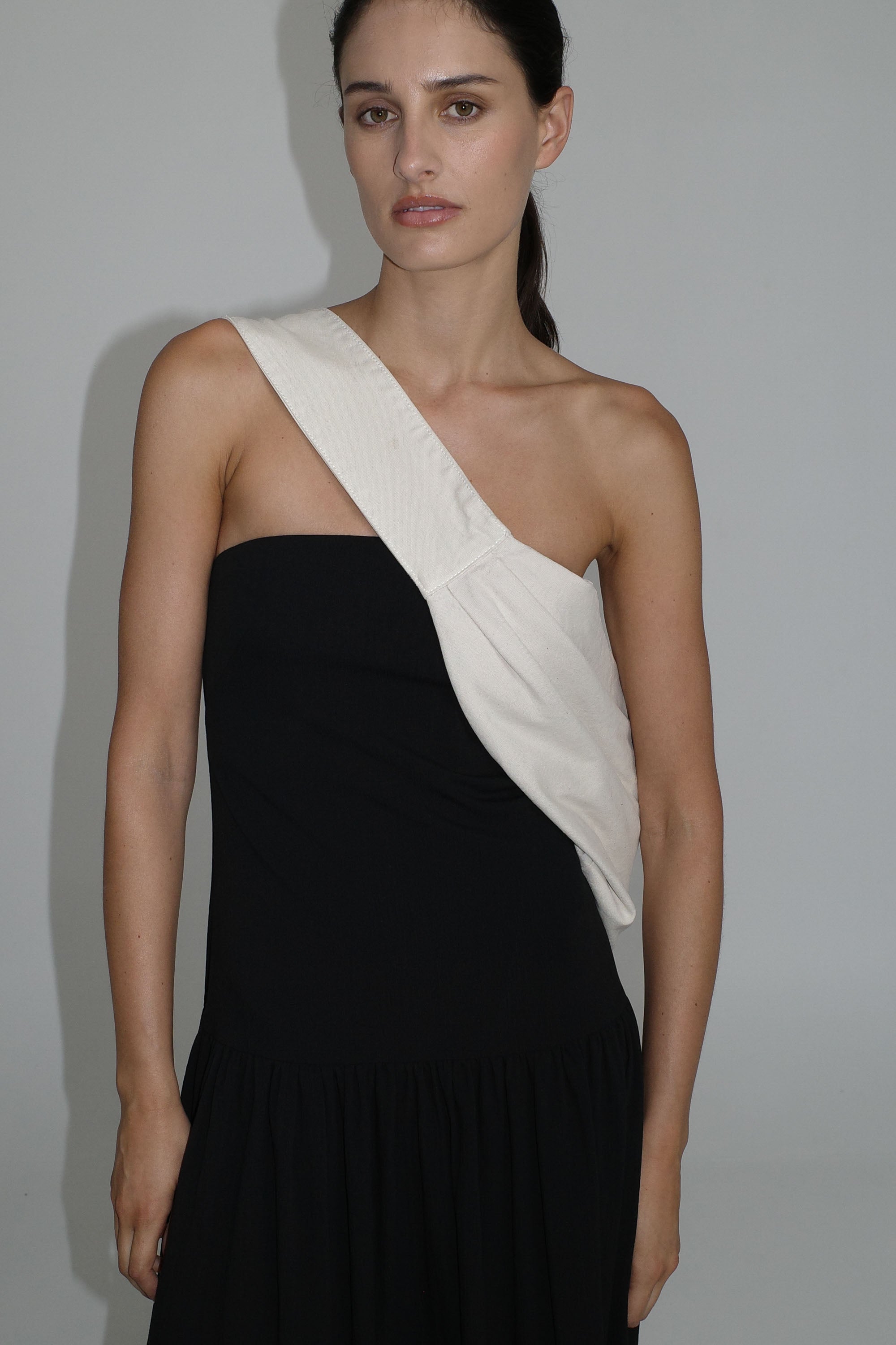 St. Agni Gathered Strapless Minimal Dress - Black