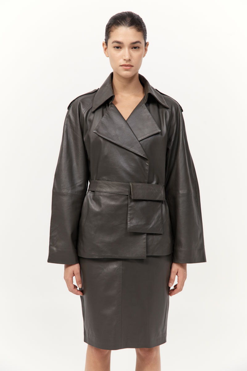 St. Agni Leather Pencil Skirt