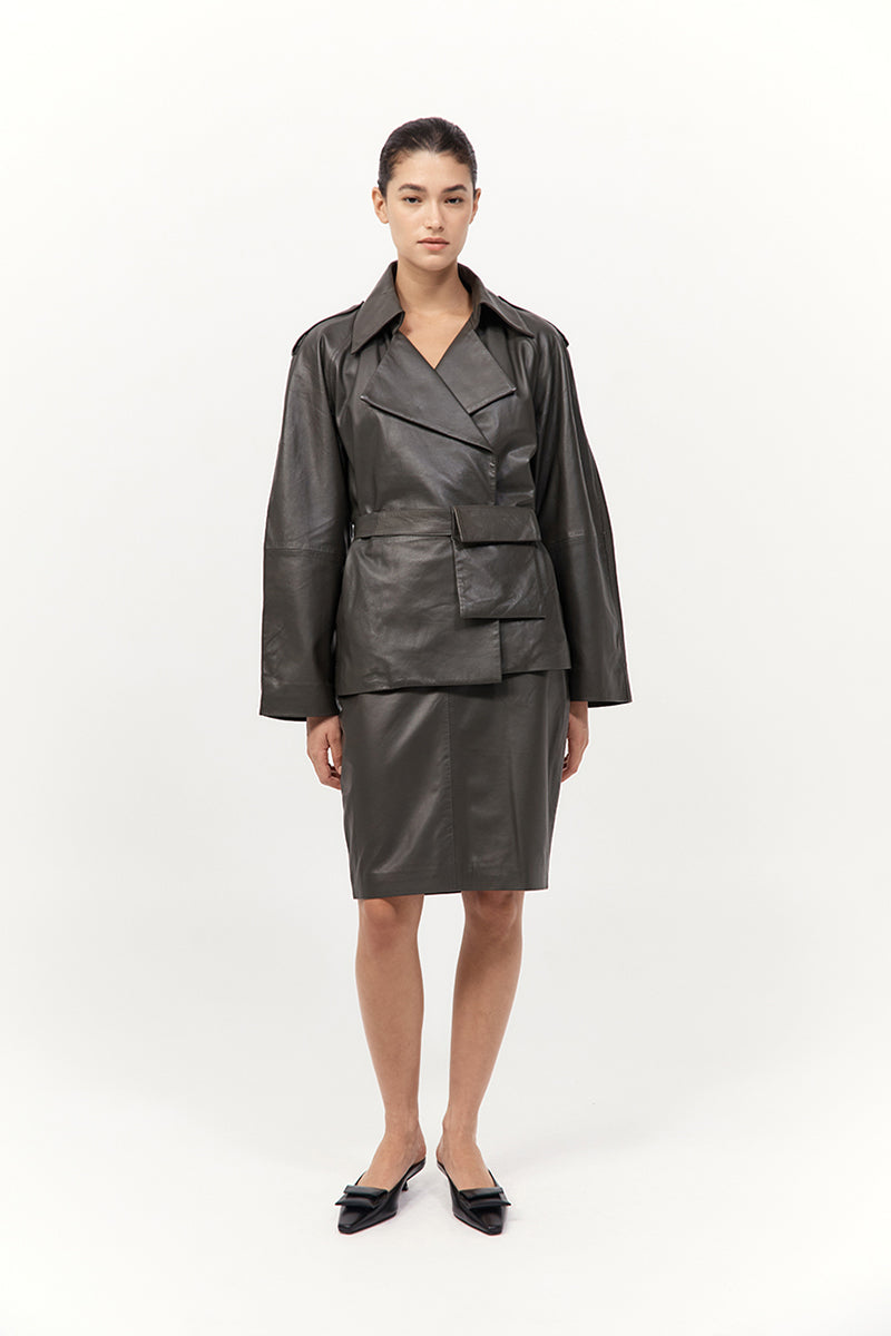 St. Agni Leather Pencil Skirt