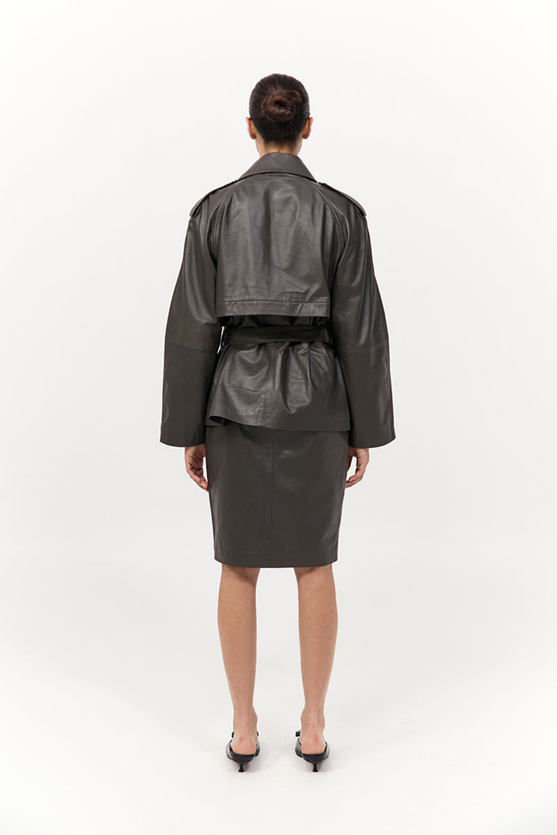 St. Agni Leather Pencil Skirt