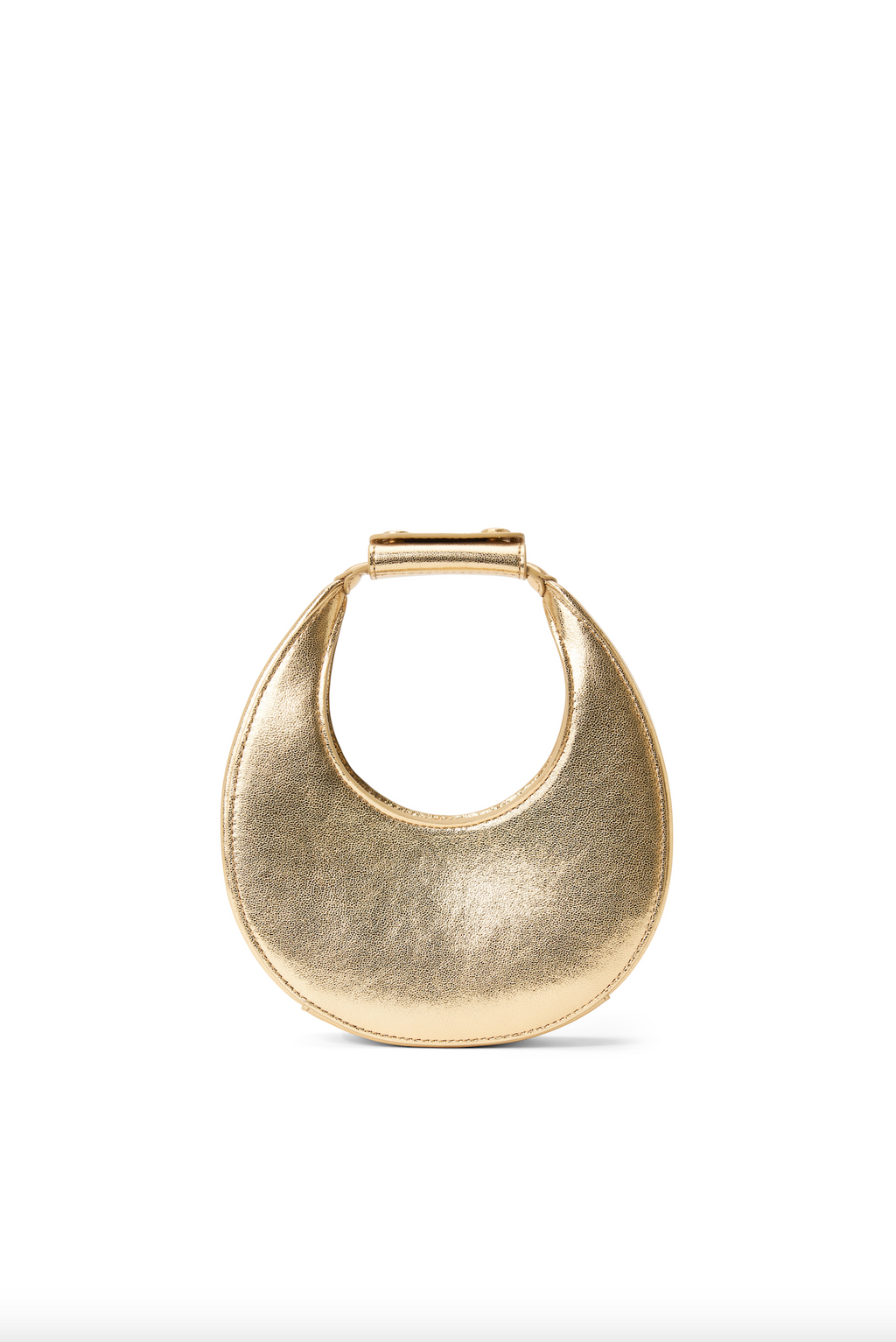 Staud Good Night Moon Metallic Leather Top-Handle Bag - Gold