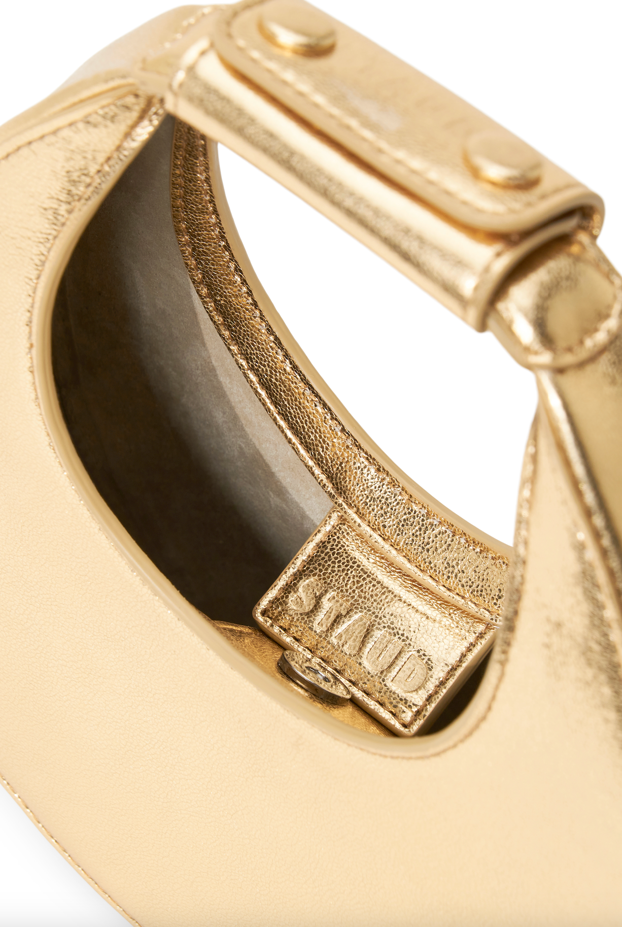 Staud Good Night Moon Metallic Leather Top-Handle Bag - Gold