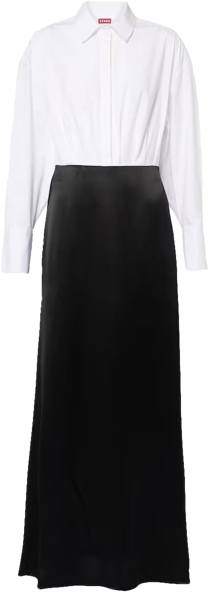 Staud Nile Long Sleeve Colorblock Midi Dress - Black