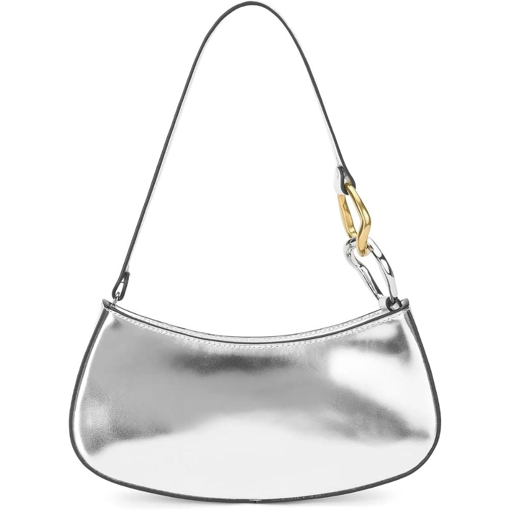Staud Ollie Leather Shoulder Bag - Chrome