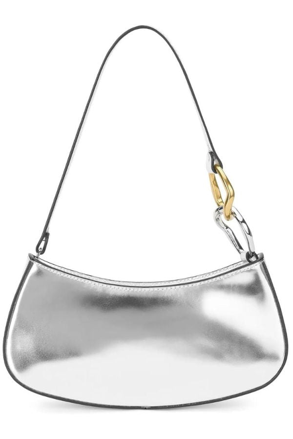 Staud Ollie Leather Shoulder Bag - Chrome