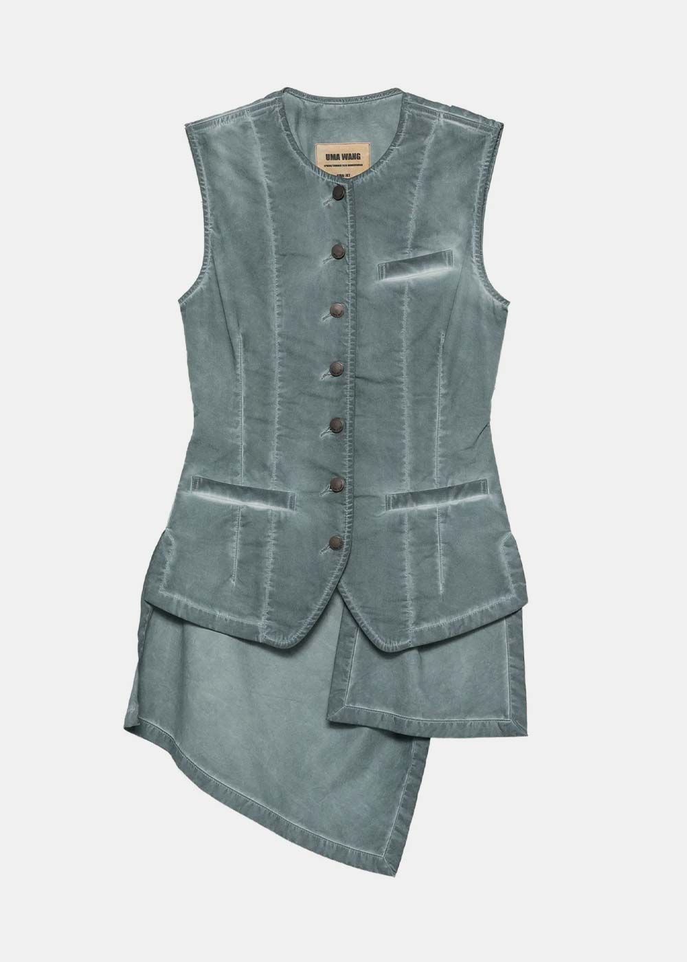 Uma Wang Kirai Twisted-Back Waistcoat - Steel Blue