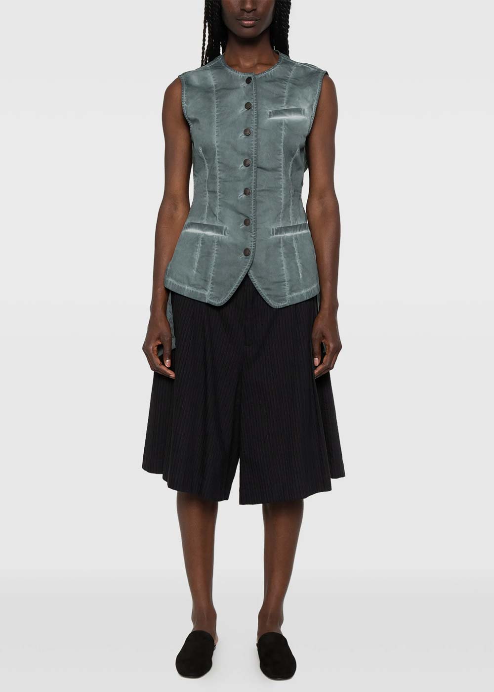Uma Wang Kirai Twisted-Back Waistcoat - Steel Blue