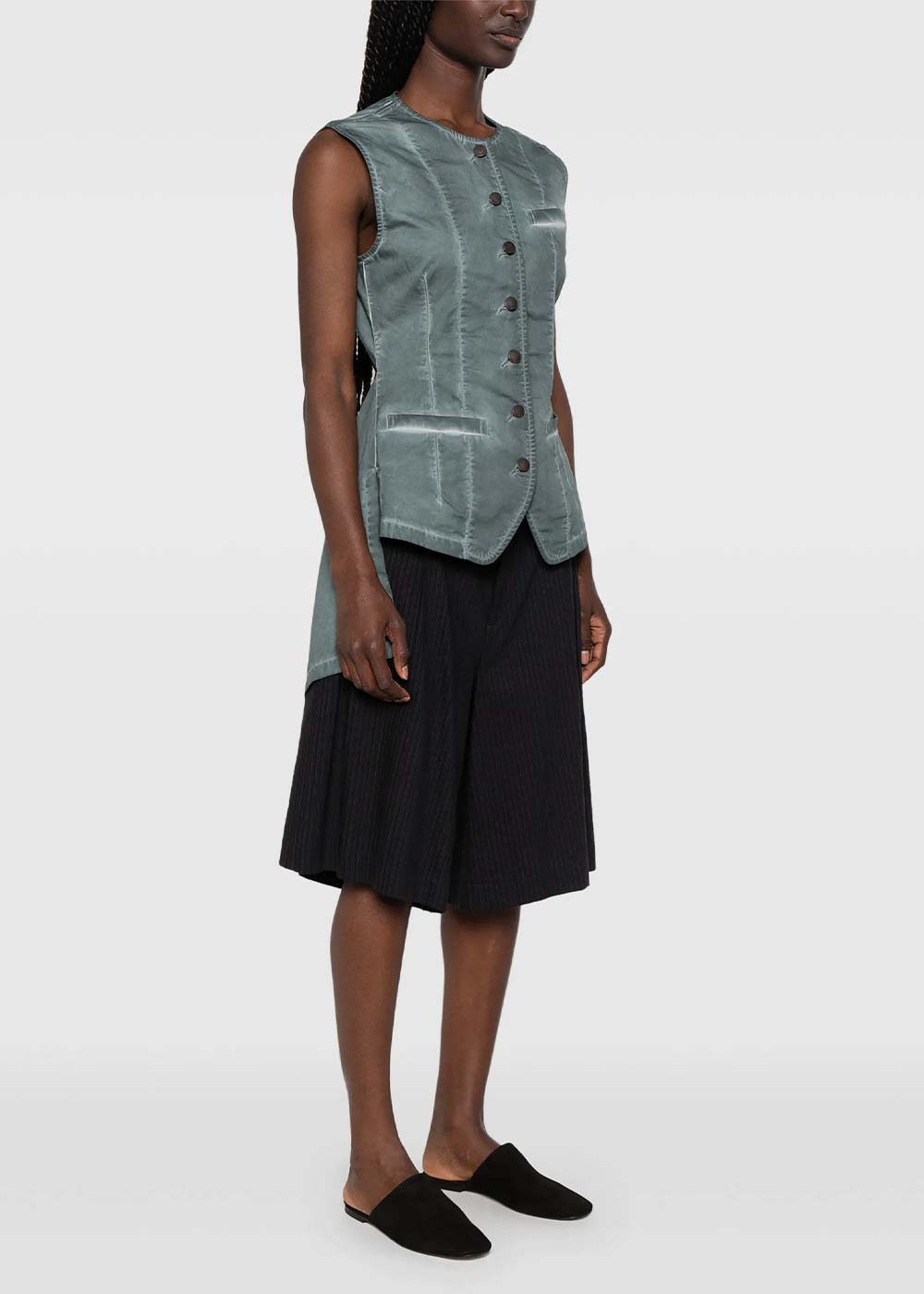 Uma Wang Kirai Twisted-Back Waistcoat - Steel Blue