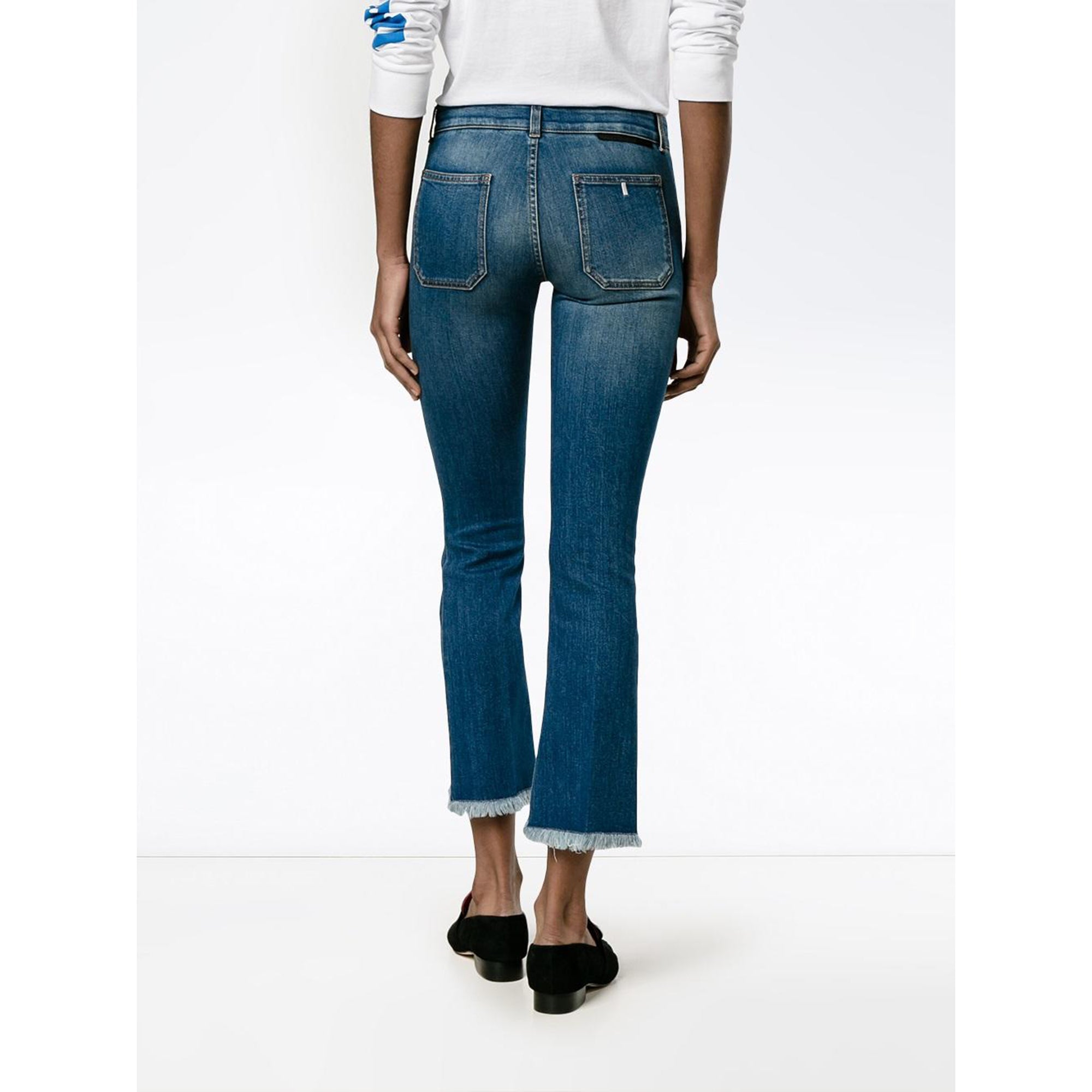 STELLA MCCARTNEY Kick Flare Frayed Pocket Jeans - blue