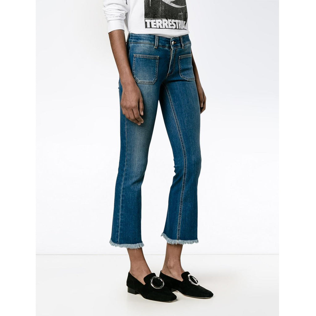 STELLA MCCARTNEY Kick Flare Frayed Pocket Jeans - blue
