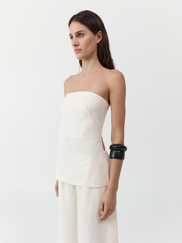St. Agni Strapless Rouleau Tie Top