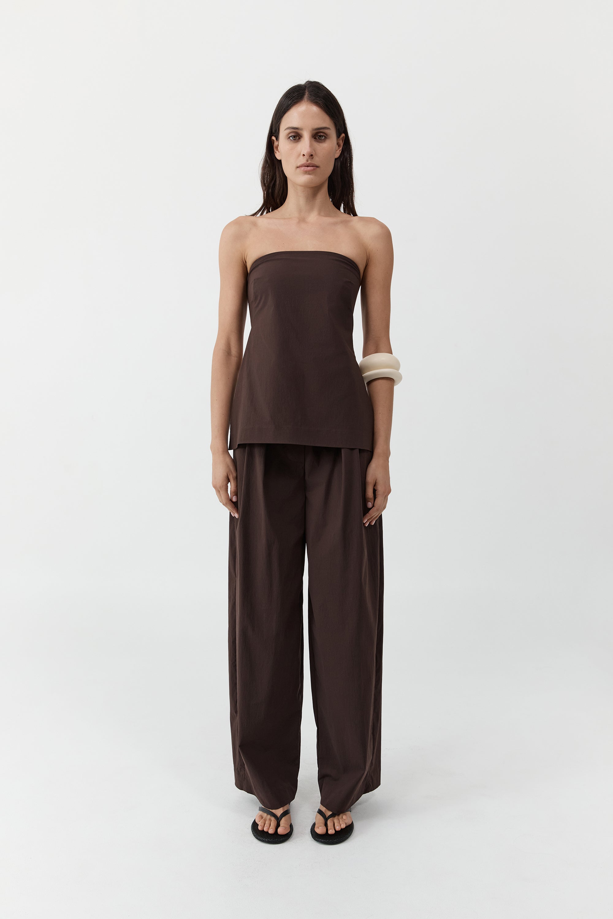 St. Agni Strapless Rouleau Tie Top
