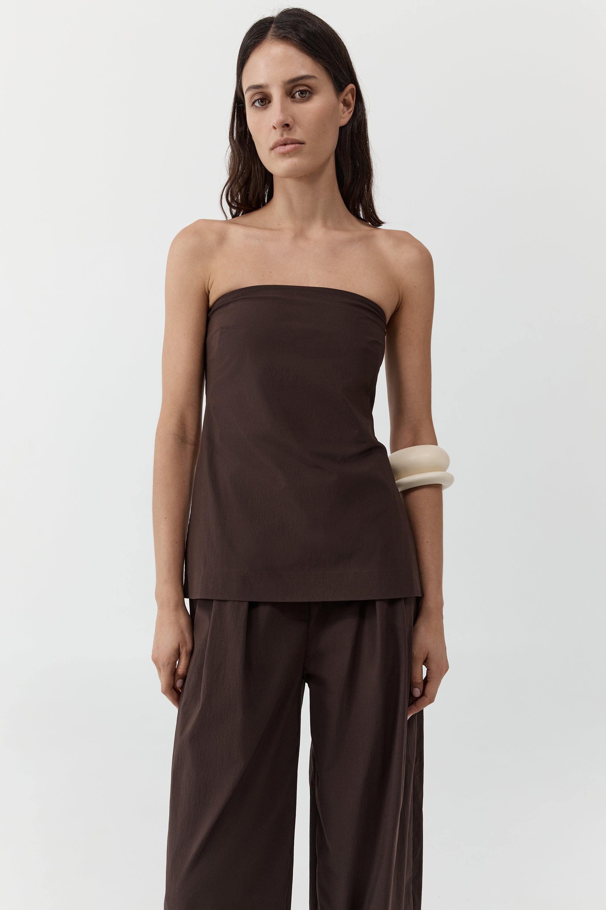 St. Agni Strapless Rouleau Tie Top