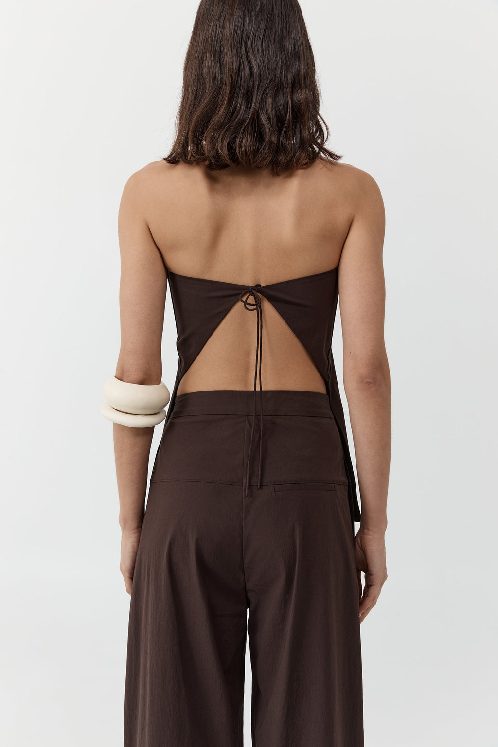 St. Agni Strapless Rouleau Tie Top