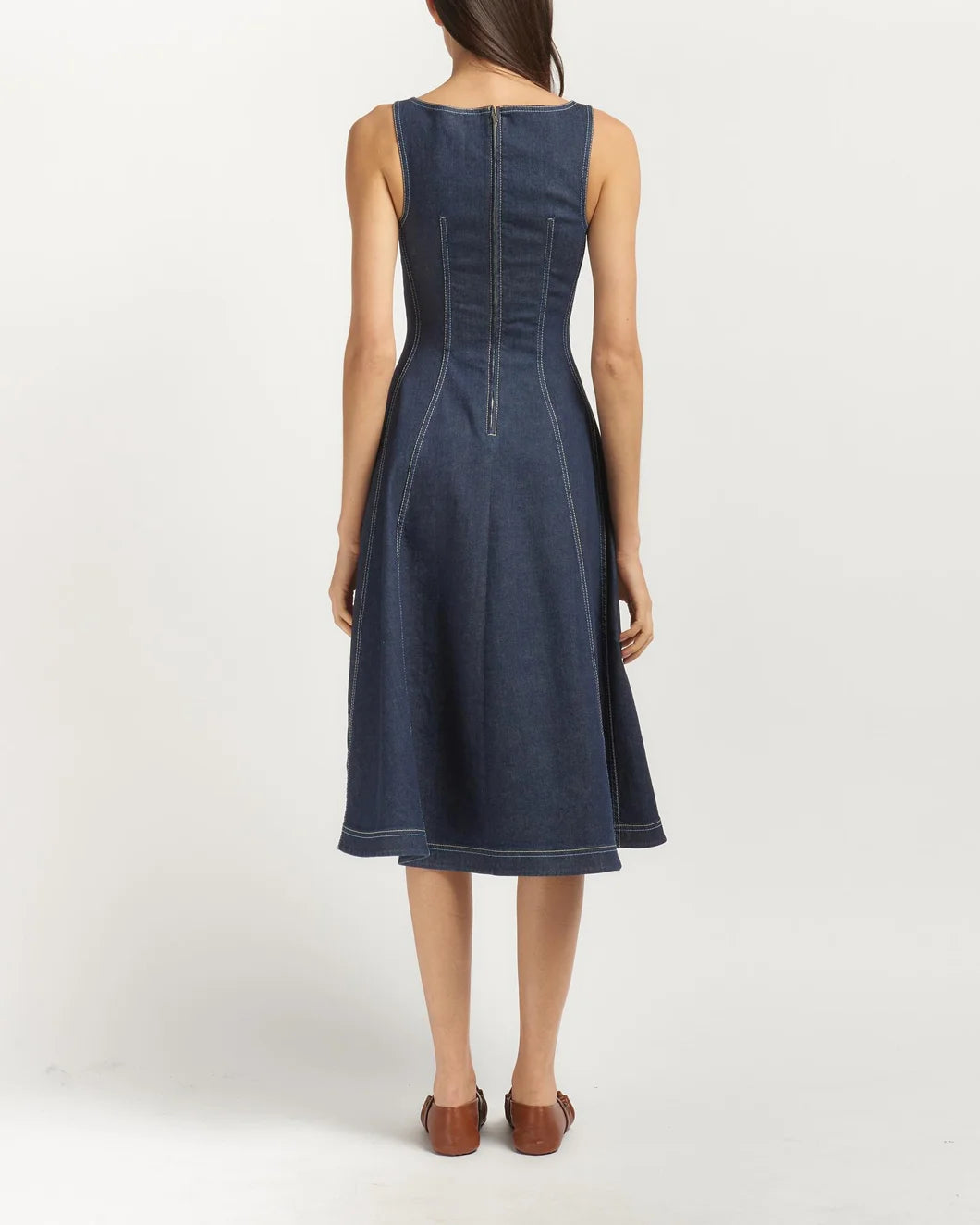 Marni Stretch Denim Midi Balloon Dress - Dark Wash Denim