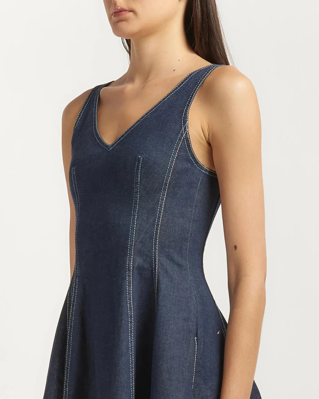 Marni Stretch Denim Midi Balloon Dress - Dark Wash Denim